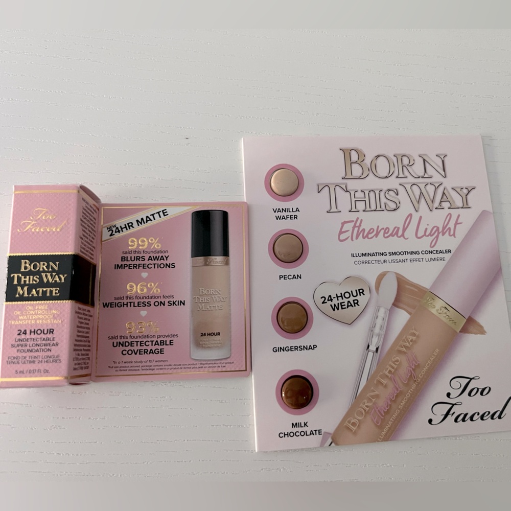 NWT Too Faced born this way matte foundation light beige & multicolor concealer